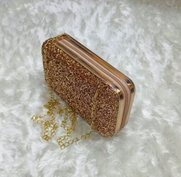  TRENDY  Golden Embroidered Synthetic  Clutch For Womens & Girls - Free Size, Golden, Synthetic, Pack of 1